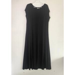 Chico's Black Capped Sleeve Long Maxi T-Shirt Dress Size 3